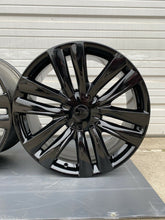 Load image into Gallery viewer, (4) Tesla Model X Gloss Black OEM Wheels Rims + Caps 20" Staggered Rare Full Set