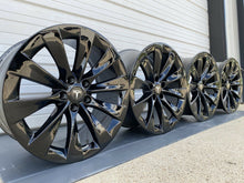 Load image into Gallery viewer, 20" TESLA MODEL X FACTORY WHEELS OEM RIMS Staggered Gloss Black Original
