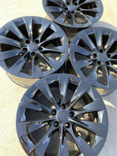 Load image into Gallery viewer, 19” Tesla Model S Wheels Rims Oem Set 4 Gloss Black Slipstream Factory W/ Caps