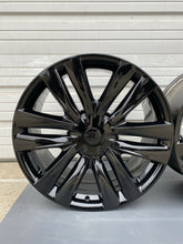 Load image into Gallery viewer, (4) Tesla Model X Gloss Black OEM Wheels Rims + Caps 20" Staggered Rare Full Set
