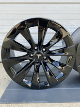 Load image into Gallery viewer, 20" TESLA MODEL X FACTORY WHEELS OEM RIMS Staggered Gloss Black Original