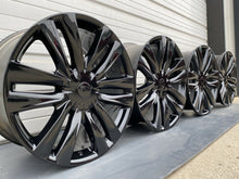Load image into Gallery viewer, (4) Tesla Model X Gloss Black OEM Wheels Rims + Caps 20" Staggered Rare Full Set