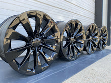 Load image into Gallery viewer, 19” Tesla Model S Wheels Rims Oem Set 4 Gloss Black Slipstream Factory W/ Caps