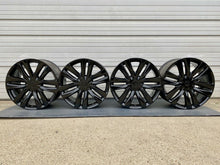 Load image into Gallery viewer, (4) Tesla Model X Gloss Black OEM Wheels Rims + Caps 20" Staggered Rare Full Set