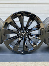 Load image into Gallery viewer, 20&quot; TESLA MODEL X FACTORY WHEELS OEM RIMS Staggered Gloss Black Original
