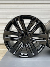 Load image into Gallery viewer, (4) Tesla Model X Gloss Black OEM Wheels Rims + Caps 20&quot; Staggered Rare Full Set
