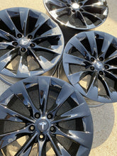 Load image into Gallery viewer, 20&quot; TESLA MODEL X FACTORY WHEELS OEM RIMS Staggered Gloss Black Original
