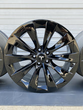 Load image into Gallery viewer, 20&quot; TESLA MODEL X FACTORY WHEELS OEM RIMS Staggered Gloss Black Original
