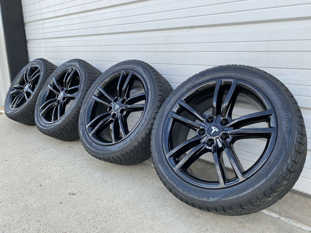 19” Tesla Model S Gloss Black Factory Rims Wheels & Tires OEM Split 2017 98910